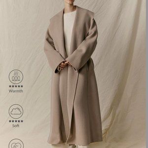 NapLoungewear Belted Shawl Lapel Wool Coat